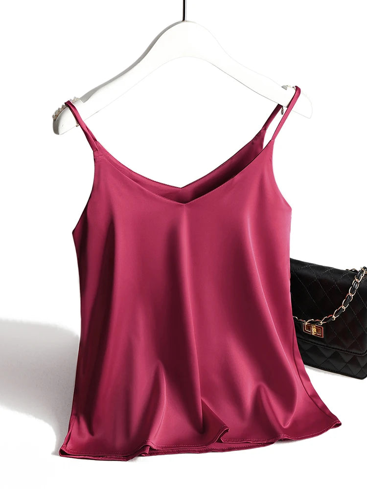 Silk Elegance V Neck Halter Cami Top for Women ATHLEXES