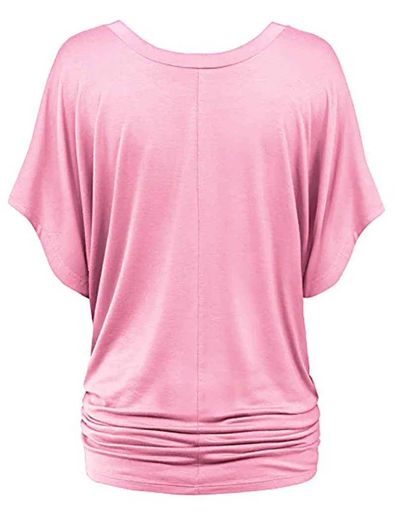 Chic Summer V-Neck Batwing Tee for Women S-5XL ATHLEXES