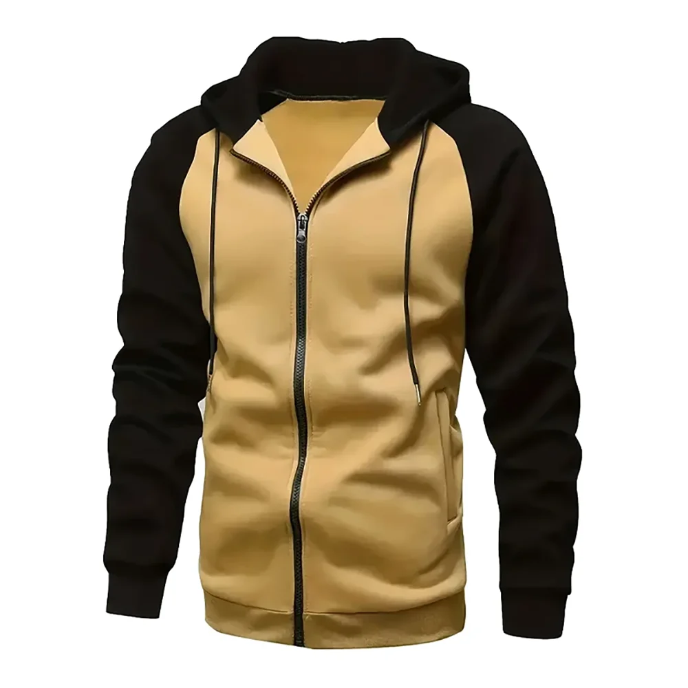 Stylish Zip-Up Color Block Hoodie for Men ATHLEXES