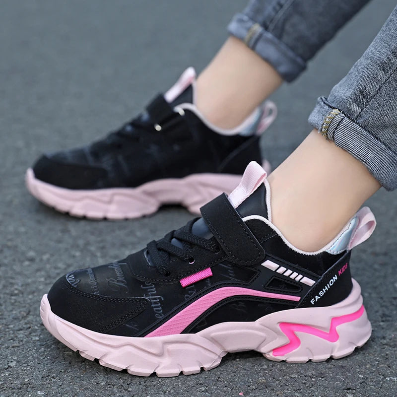 Chic Pink Girls Leather Sport Sneakers ATHLEXES