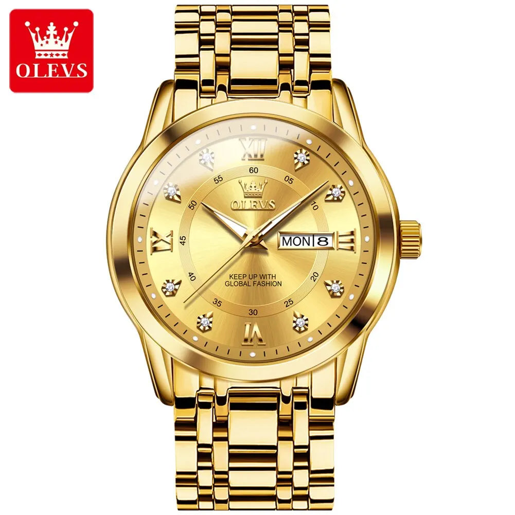 OLEVS Luxury Diamond Quartz Watch for Men ATHLEXES