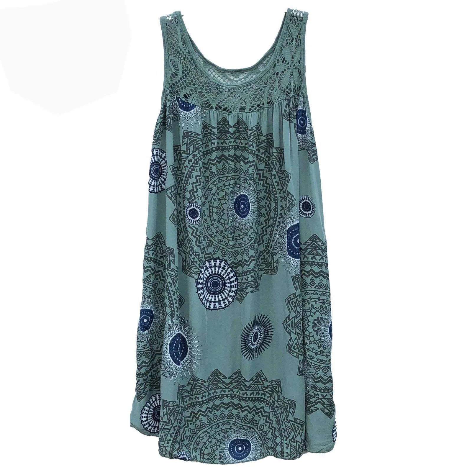 Elegant Lace Print Plus Size Sleeveless Dress ATHLEXES