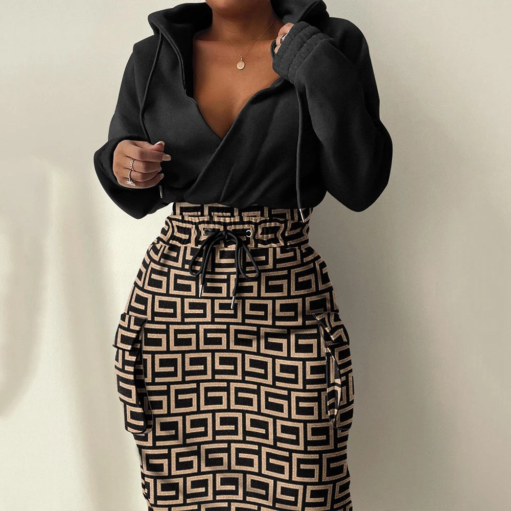 Plaid Hoodie Dress with Drawstring Detail ATHLEXES