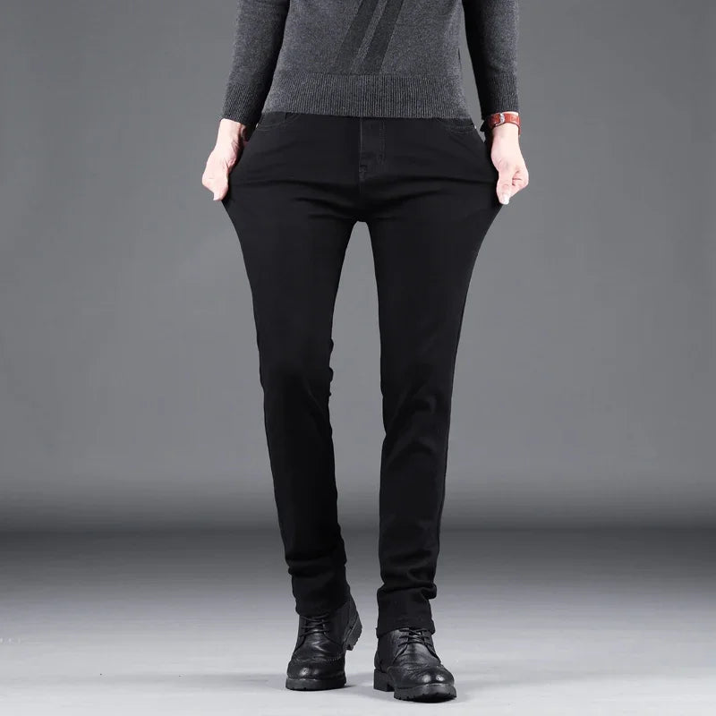 Korean Style Black Slim Fit Jeans for Men ATHLEXES