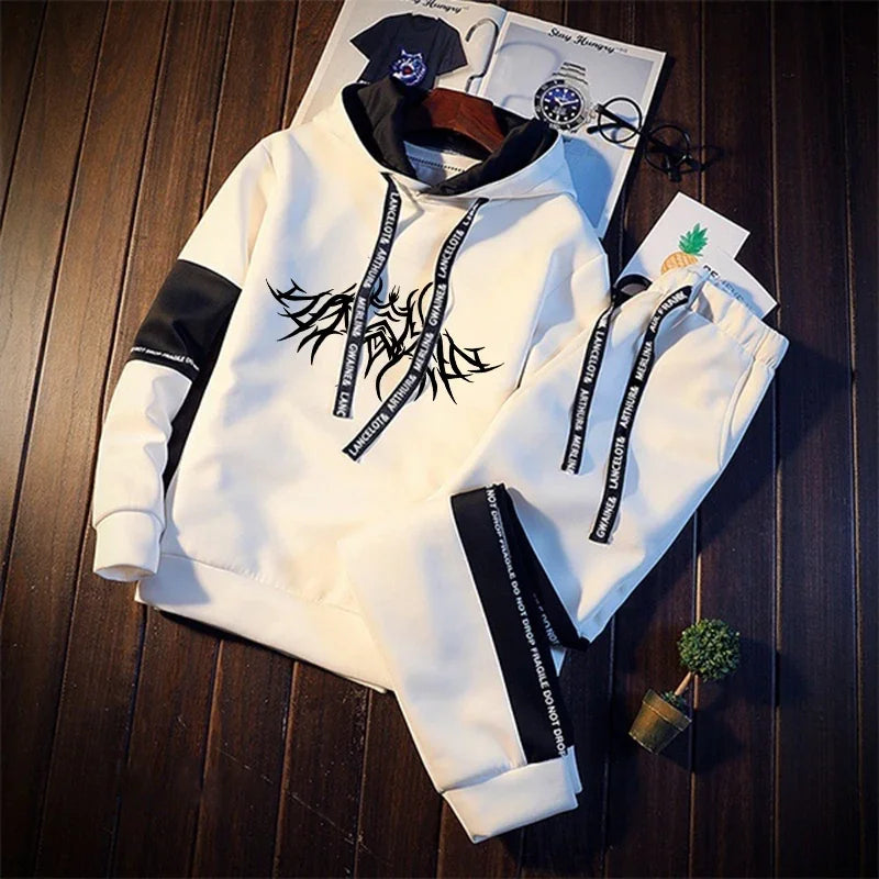 Stylish Tracksuit Set: Black & White Casual Wear ATHLEXES