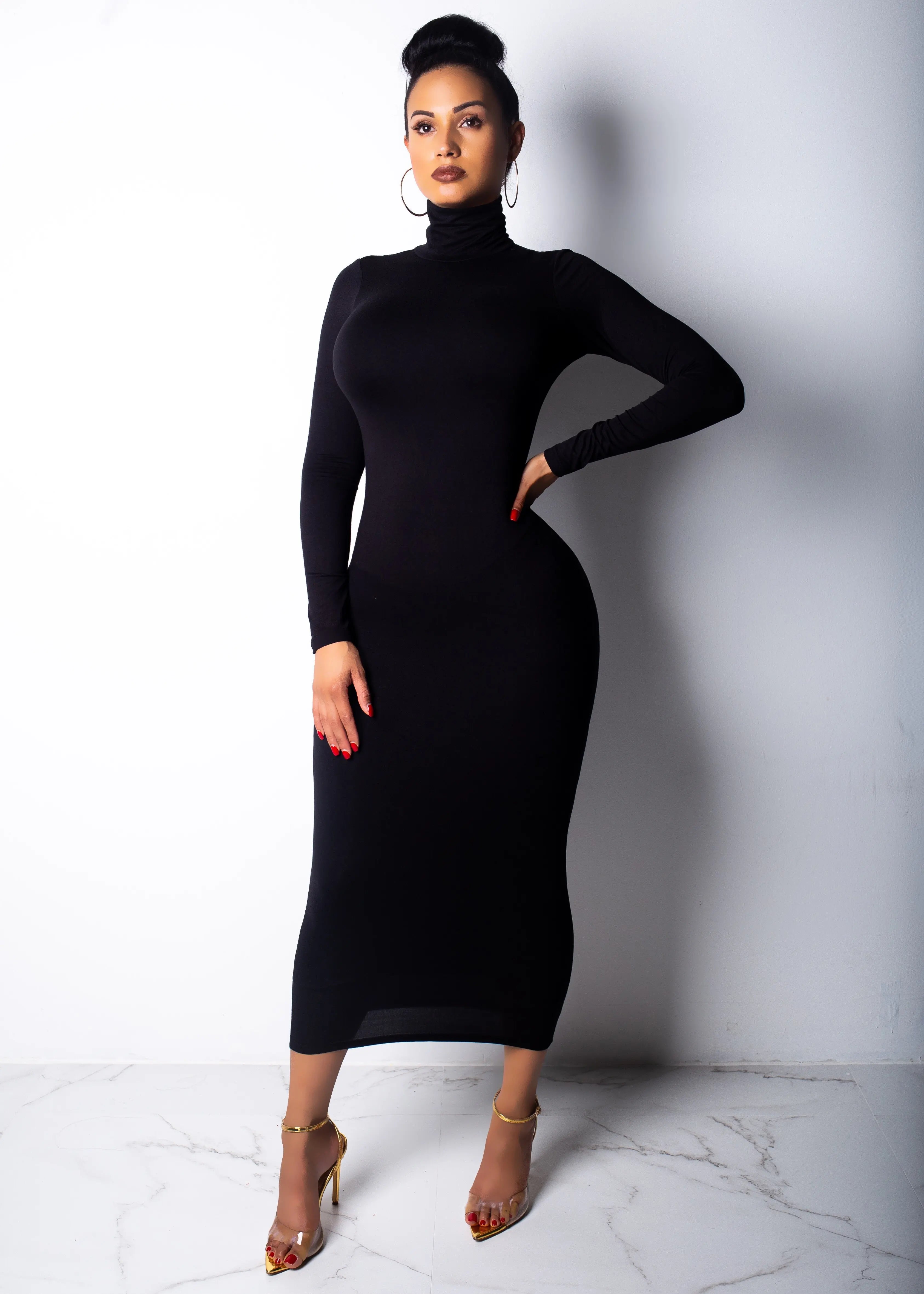 TOB Women's Knitted Turtleneck A-Line Dress ATHLEXES