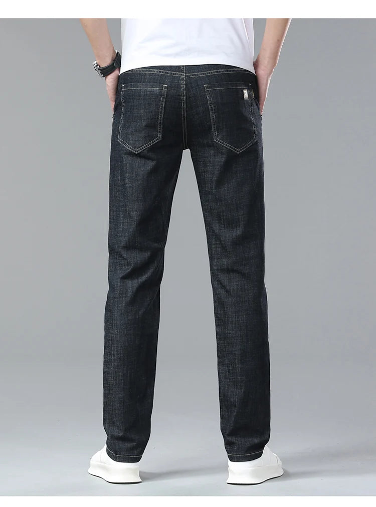 Light Blue Casual Denim Straight Fit Trousers ATHLEXES