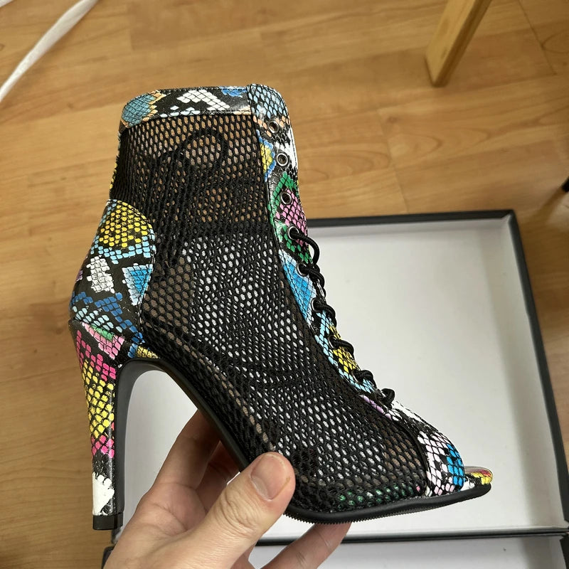 Hollow Mesh Peep Toe Stilettos: Summer High Heel Fashion ATHLEXES