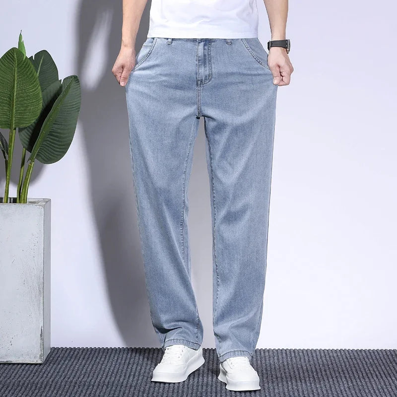 BreezeFit Menâ??s Lightweight Denim Straight Pants ATHLEXES