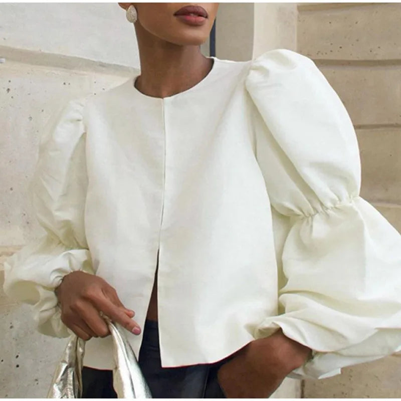Elegant Puffy Sleeve Blouse for Women 2025 Summer Tops ATHLEXES
