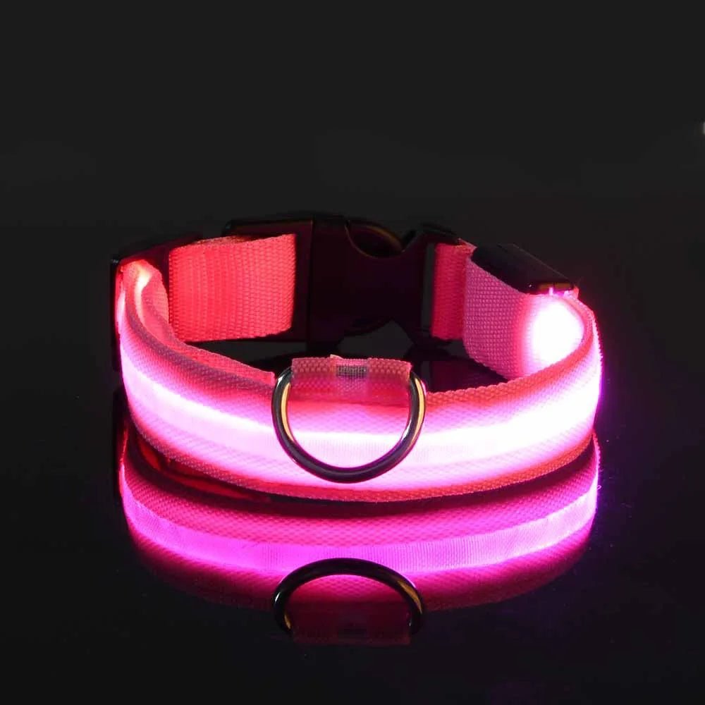 Nylon LED Night Safety Flashing Glow In The Dark Dog Leash Dogs Luminous Fluorescent Pet Dog Collar ATHLEXES