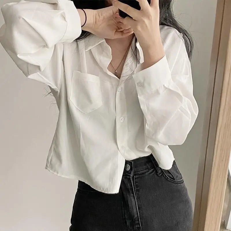 Elegant Casual White Long Sleeve Blouse ATHLEXES