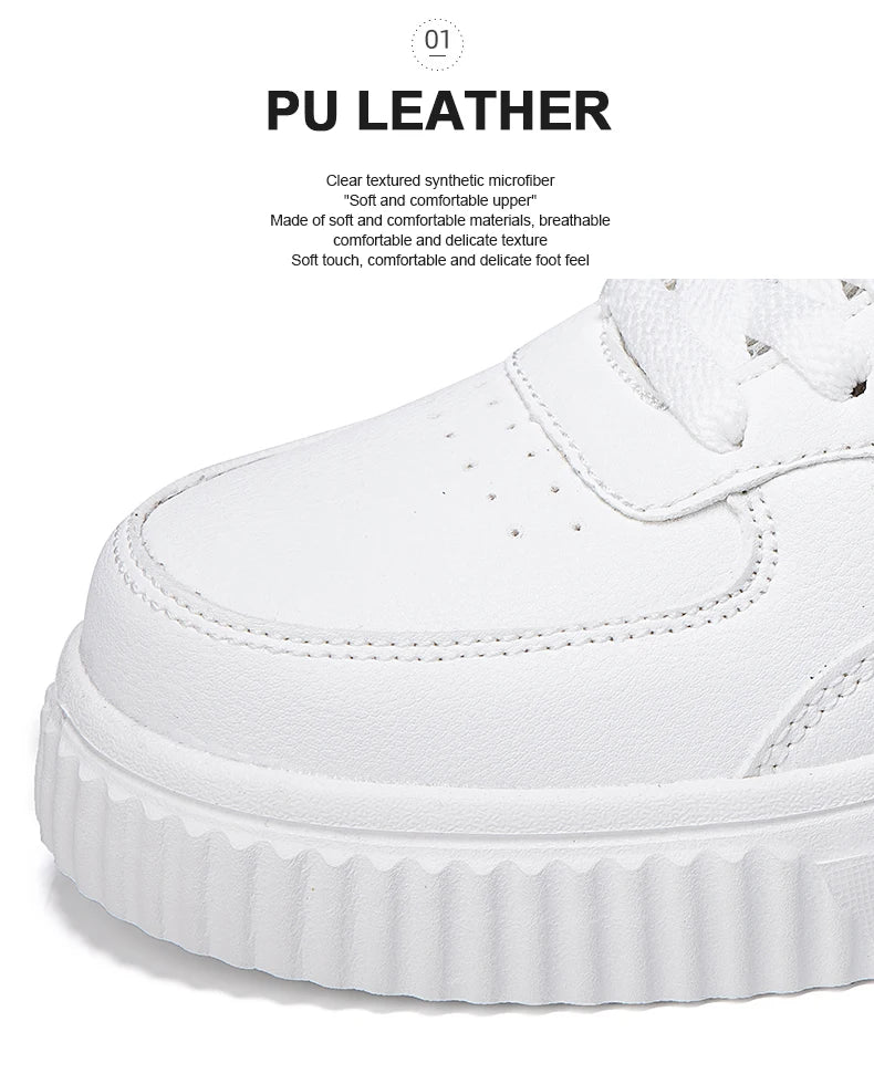 LuxeLite Breathable White Lace-Up Sneakers for Women ATHLEXES