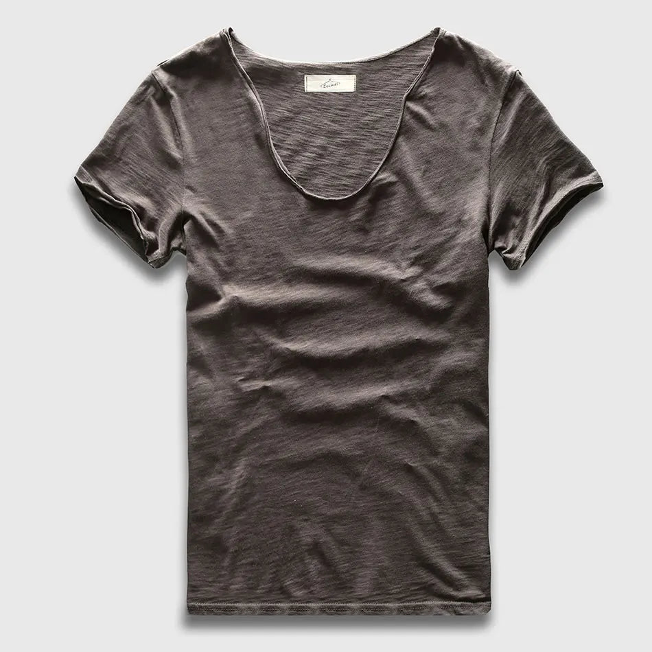 VogueFit Solid Cotton V-Neck Slim Fit T-Shirt for Men ATHLEXES
