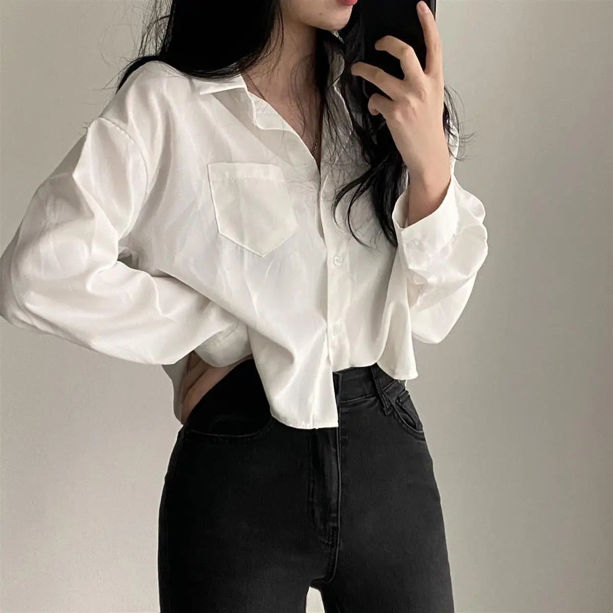 Elegant Casual White Long Sleeve Blouse ATHLEXES