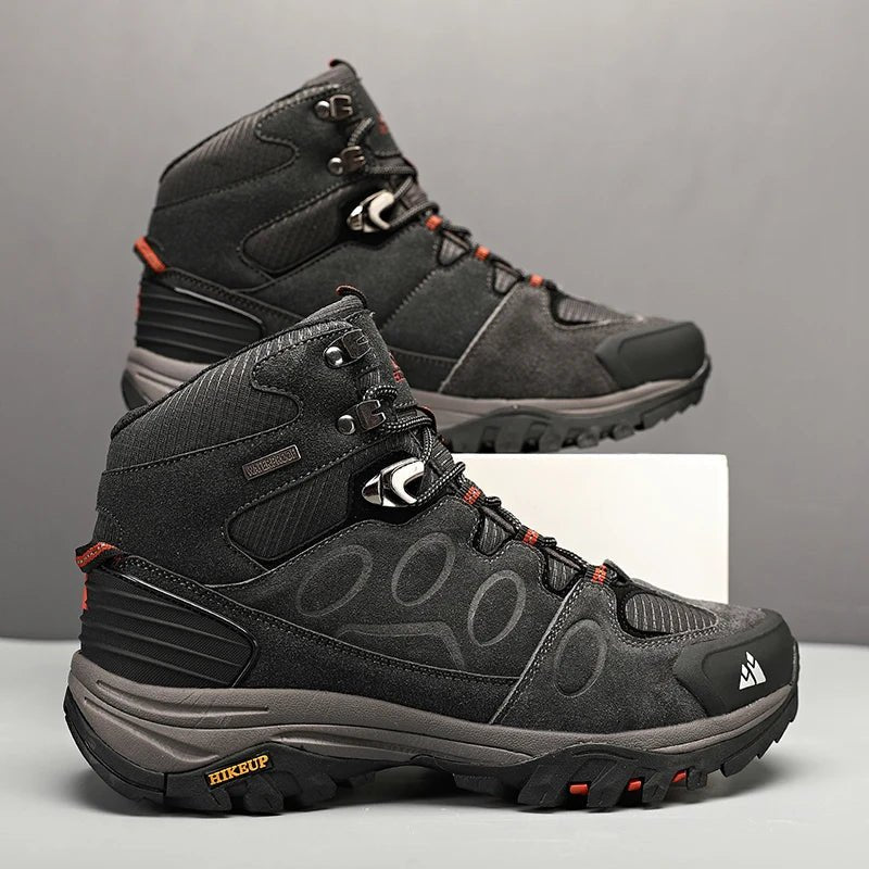 HIKEUP High-Top Men Hiking Boot Winter Outdoor Shoes Lace-Up Non-slip Sports Casual Trekking Boots Man Suede Warm Shoes ATHLEXES