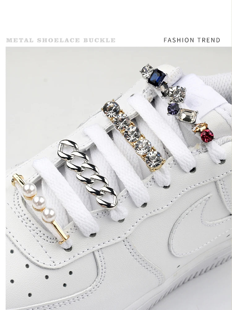 GlamLace Pearl Rhinestone Shoelace Buckle Charm Accessories ATHLEXES