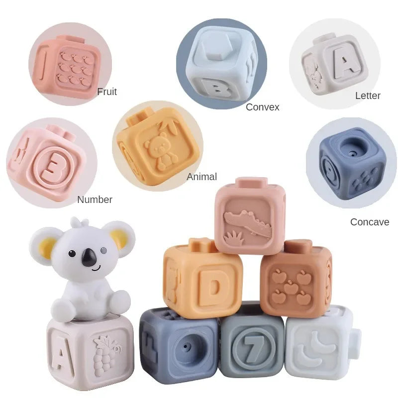 Montessori Baby Silicone Building Blocks Squeeze Stacker Toys ATHLEXES