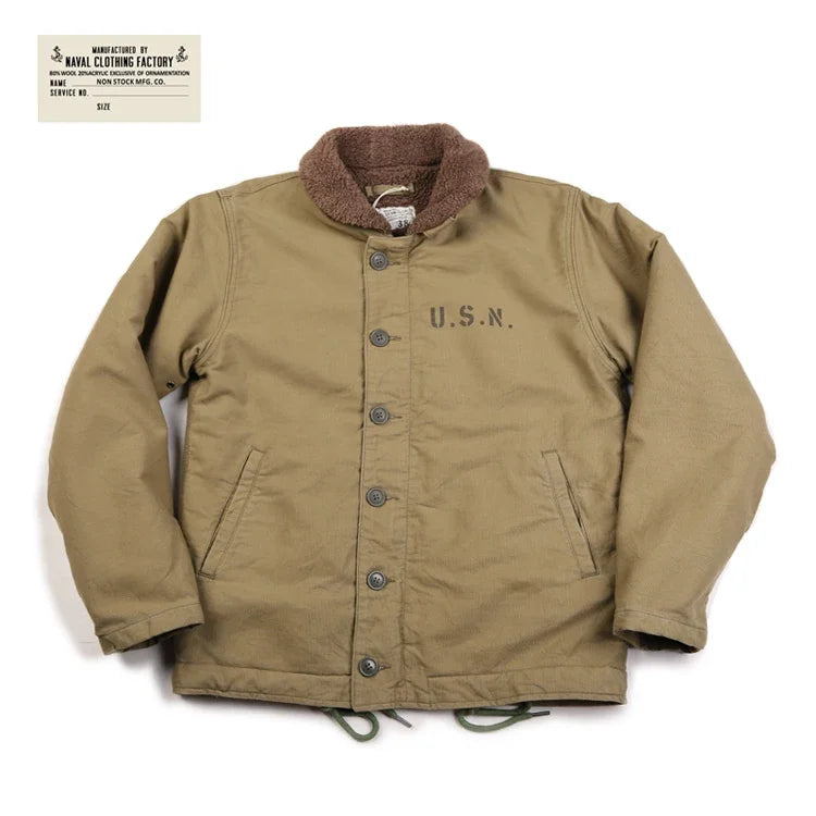 NON STOCK USN N-1 Military Style Warm Coat with Sherpa Lining ATHLEXES