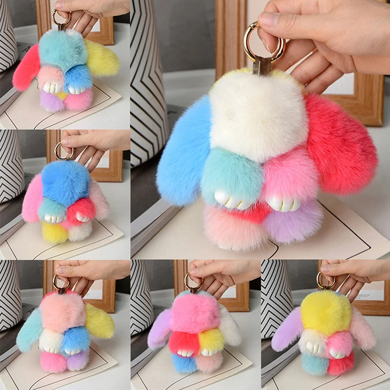 Chic 15cm Rabbit Fur Keychain for Bags & Gifts ATHLEXES
