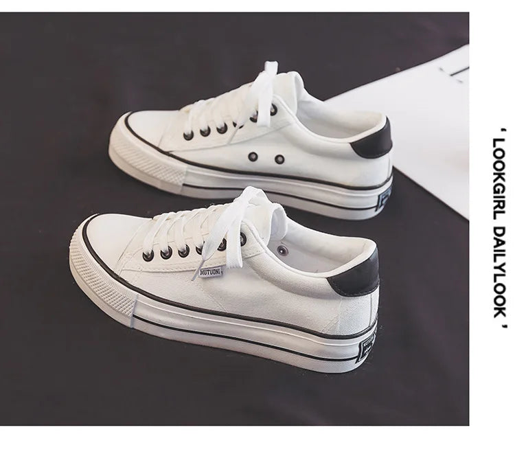 Classic Black Canvas Platform Sneakers for Women ATHLEXES
