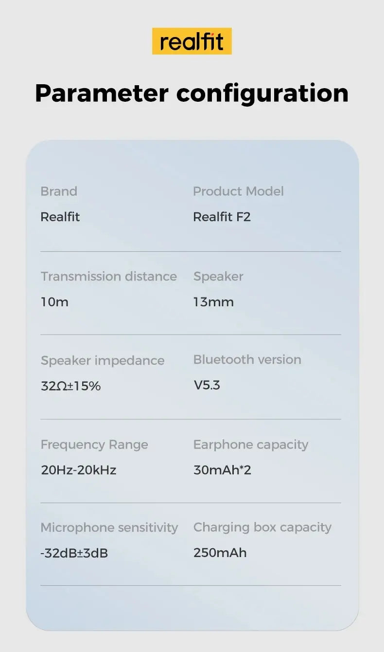 Realfit F2 TWS Bluetooth Earbuds ATHLEXES