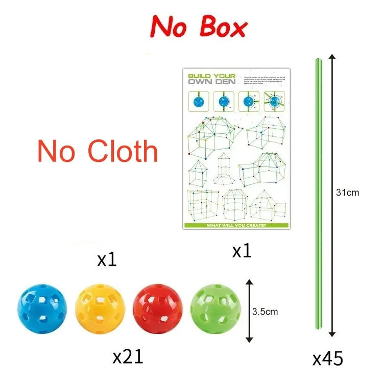 Creative Kids Fort Building Blocks Tent Brick Kit for DIY Fun ATHLEXES
