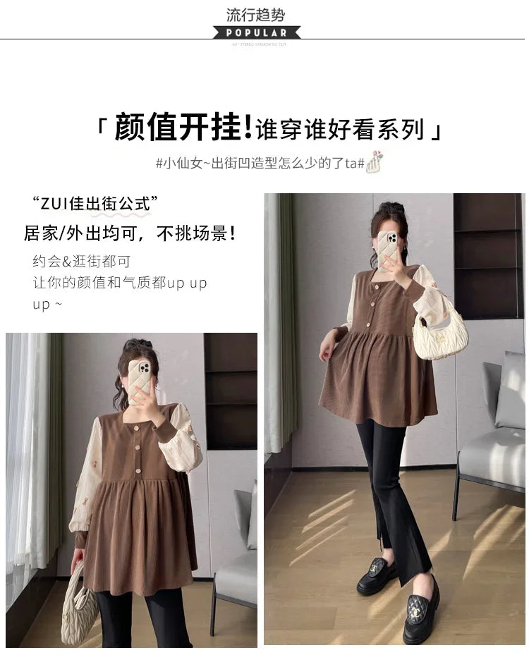 Chic Spring Maternity Patchwork Blouse ATHLEXES