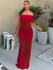 Chic Off-Shoulder Mesh Maxi Dress for Women ATHLEXES
