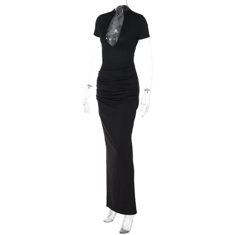 Elegant V-Neck Side Slit Maxi Dress for Women ATHLEXES