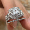 Newshe Elegant 925 Silver Halo Wedding Ring Set ATHLEXES
