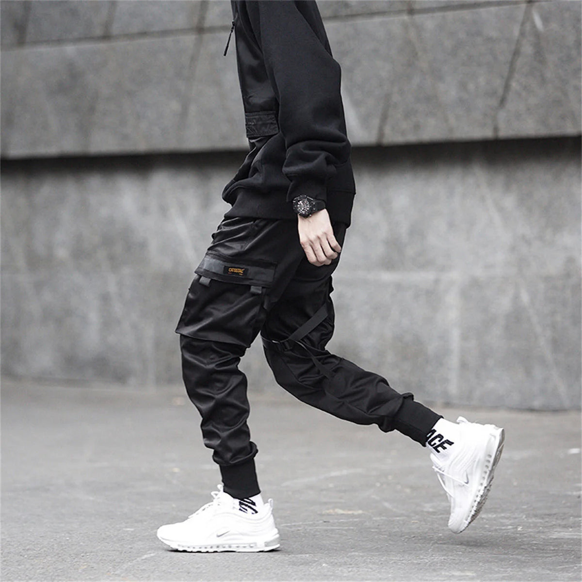 Urban Vibe Black Cargo Pants for Stylish Males ATHLEXES