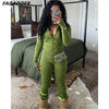 FAGADOER Casual Zip Pocket Crop Top & High Waist Leggings Set ATHLEXES