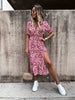 Elegant Floral V Neck Maxi Dress for Women ATHLEXES