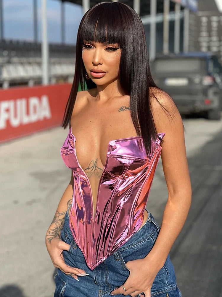 Goddess Glam Metallic Corset Top ATHLEXES