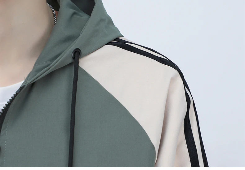 Spring Color Block Fleece Hoodie Jacket for Men ATHLEXES