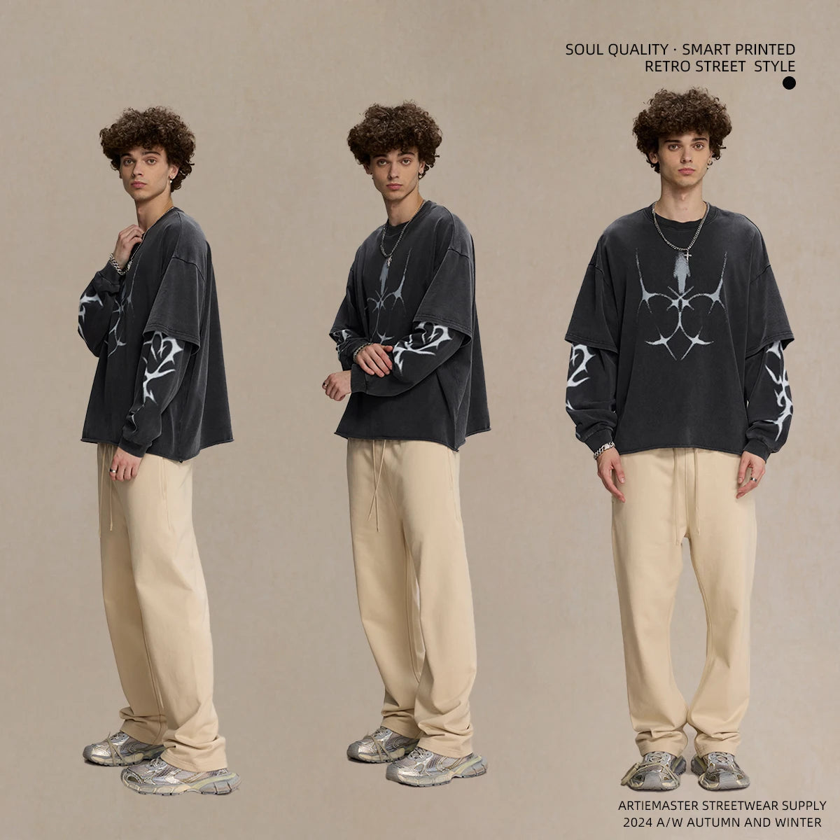 Stylish Printed Long Sleeved T-Shirt with Round Neck ATHLEXES