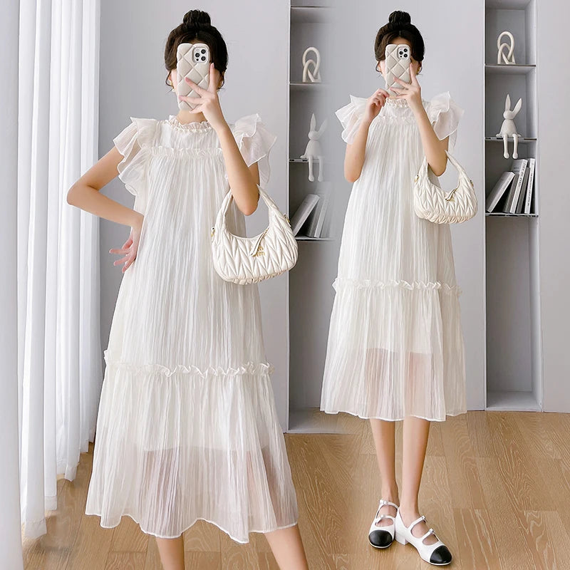 Elegant Ruffle Maternity Dress for Summer ATHLEXES