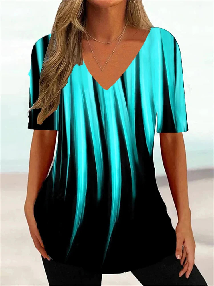 WaveCurve 3D Print V-Neck Tee ATHLEXES