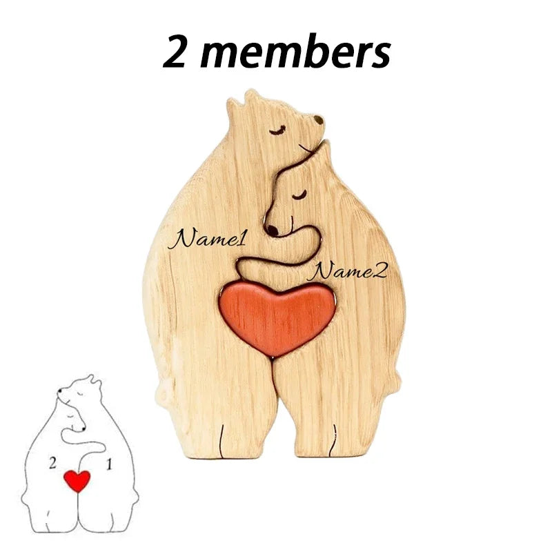 Personalized Wooden Bear Family Puzzle Decor Gift ATHLEXES