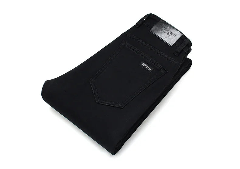 Classic Black Biker Stretch Denim Trousers ATHLEXES