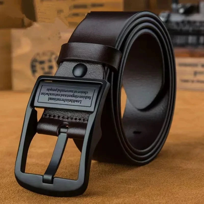 Luxury Cowhide Men's Belt with Metal Alloy Buckle ATHLEXES