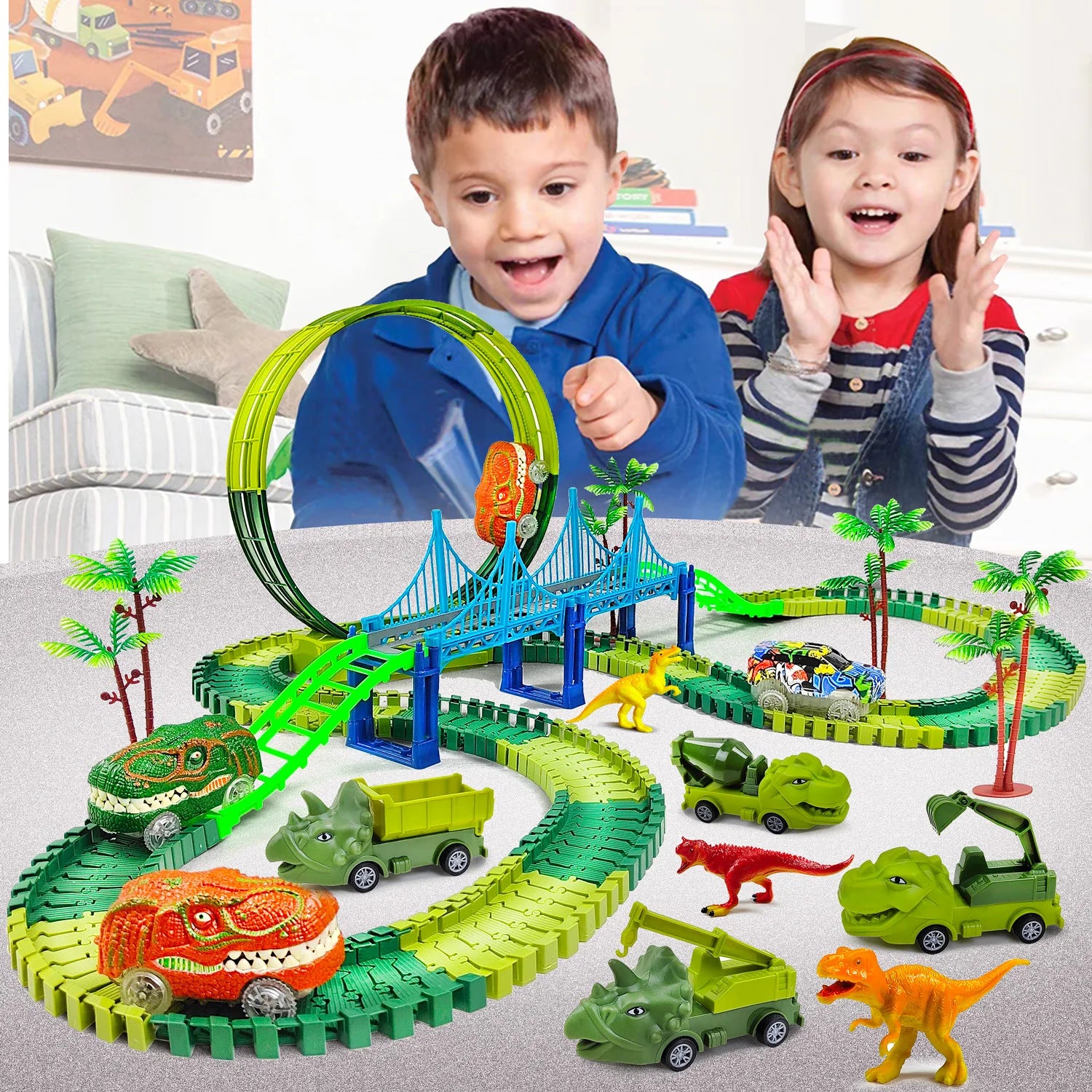 DinoTrack Electric Climbing Race Car Set for Kids ATHLEXES
