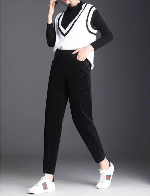CozyChic Women’s High Waist Corduroy Plush Casual Pants ATHLEXES