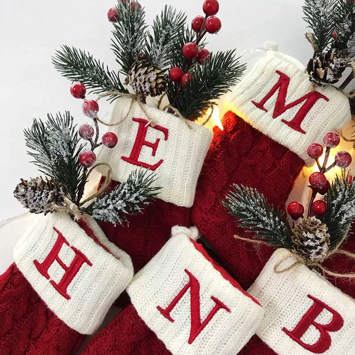 Festive Knitted Christmas Letter Stockings 2024 ATHLEXES