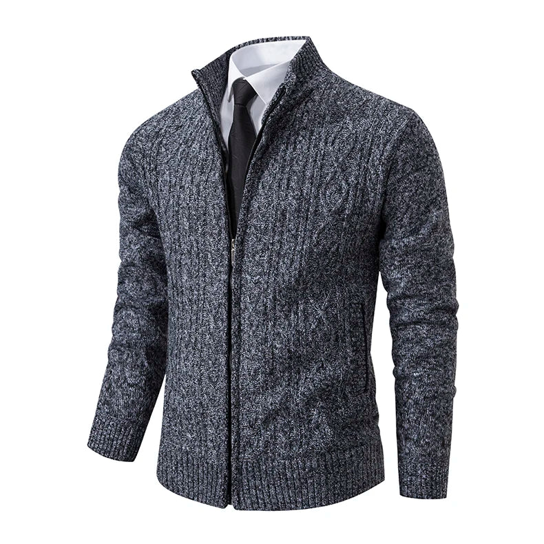 Velvet Warmth High Collar Cardigan for Men - Winter Knitwear ATHLEXES