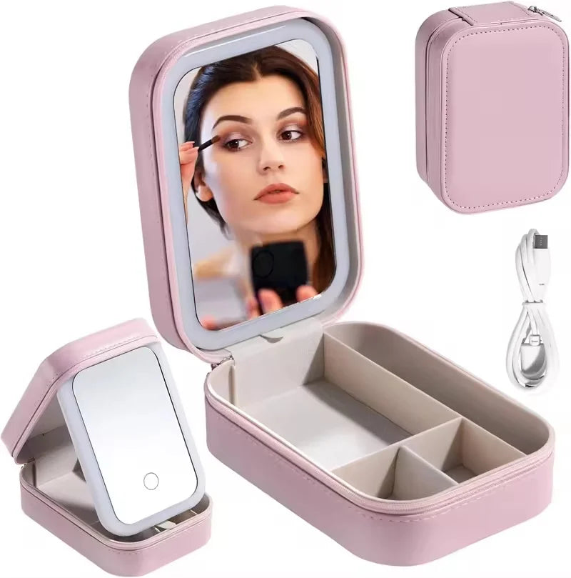 LuxeGlow Portable LED Makeup Mirror Case ATHLEXES