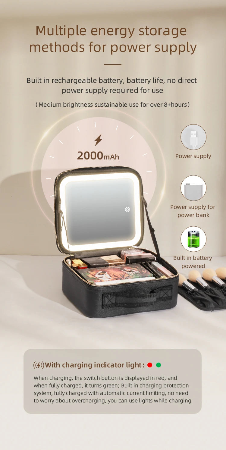 LuxeGlow LED Makeup Train Case ATHLEXES