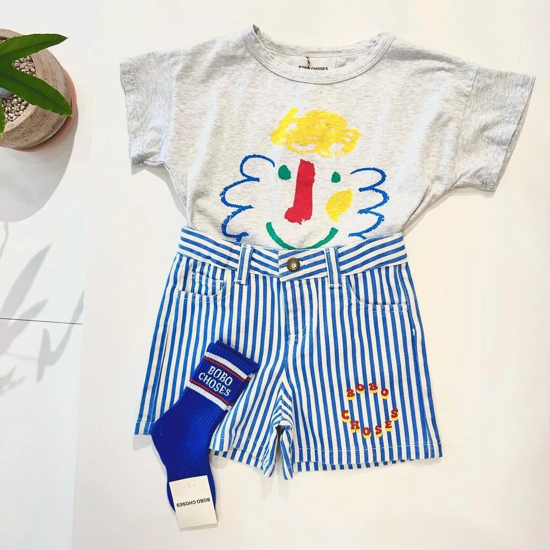Korean Cotton Cartoon Tees for Kids 2025 Summer Collection ATHLEXES