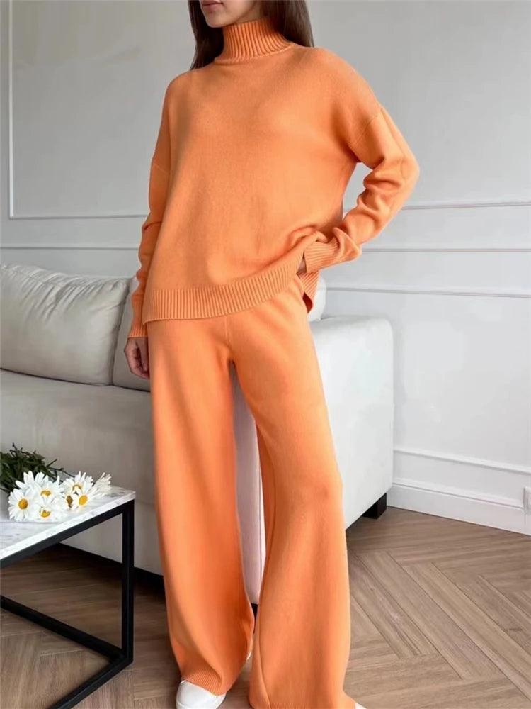 Autumn Winter Luxe Knitted Tracksuit Set for Women ATHLEXES